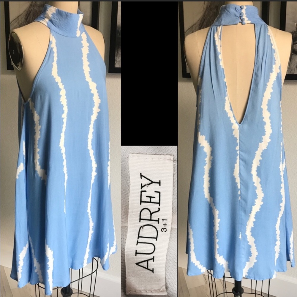 Audrey 3+1 Baby Blue & White Dress Small